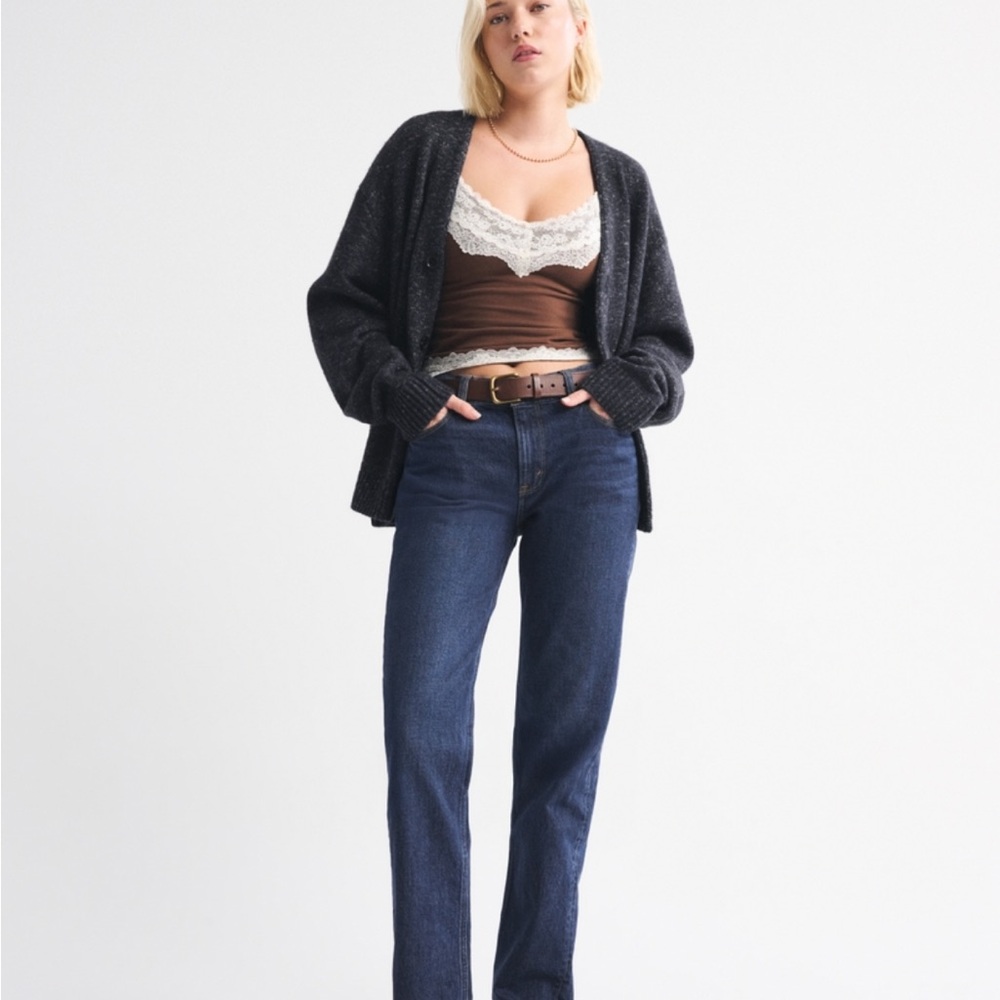 Abercrombie & Fitch Dark Blue Women's 90s straight mid rise